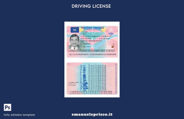 verified style modello di patente di guida slovacca in stile verificato template